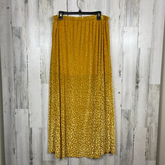 L&B sheer maxi skirt velvet animal print lined long front slits exotic yellow 2X - Picture 6 of 9